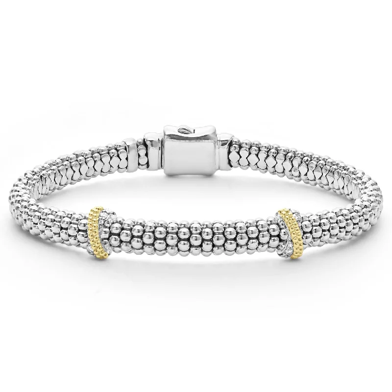 opal bracelet for women -Double X Caviar Diamond Bracelet | 6mm (Size S+)