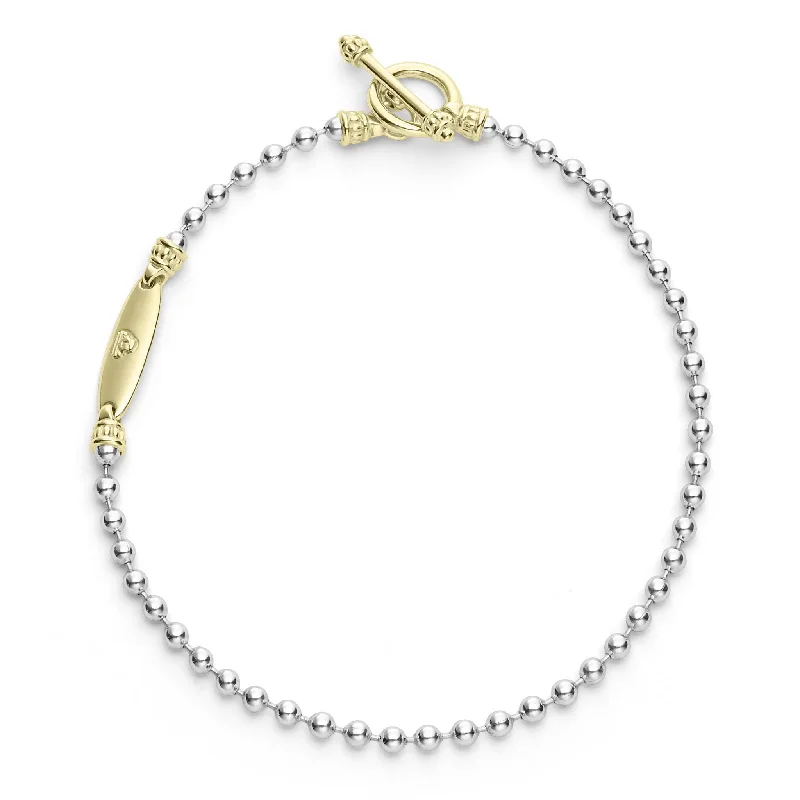 elegant gold bracelet for evening wear -Two Tone Beaded Toggle Bracelet