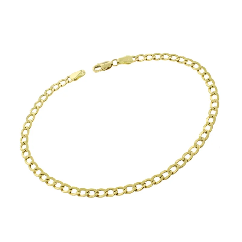 bohemian bracelet for women -10k Yellow Gold 3.5mm Hollow Cuban Curb Link Bracelet Chain 7.5", 8", 8.5"