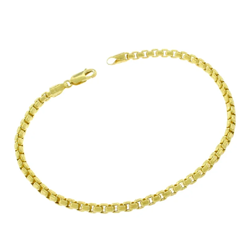 pearl and gold bracelet for weddings -10k Yellow Gold 3.5mm Round Box Link Fancy Bracelet