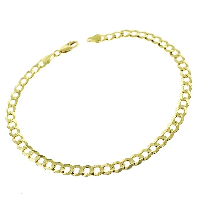 pearl bracelet for brides -10k Yellow Gold 4.5mm Solid Cuban Curb Link Bracelet Chain 8", 8.5"