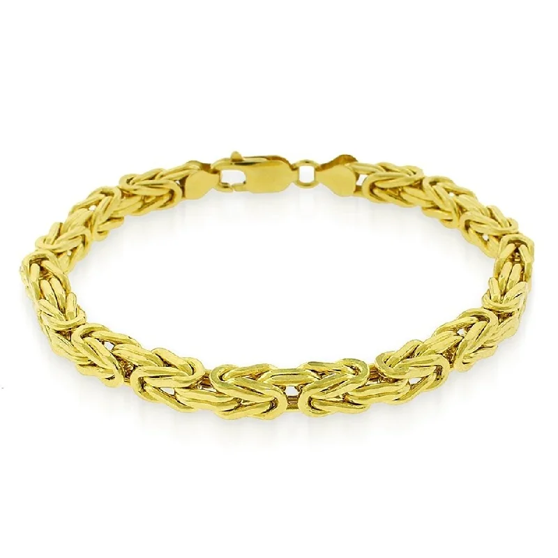 braided bracelet for women -10k Yellow Gold 5.5mm Hollow Byzantine Box Textured Square Link Bracelet Chain 8.5"