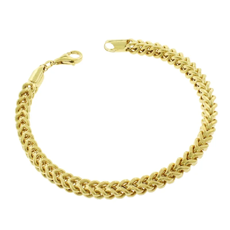 silver chain bracelet for men -10k Yellow Gold 5.5mm Hollow Franco Link Bracelet Chain 9"