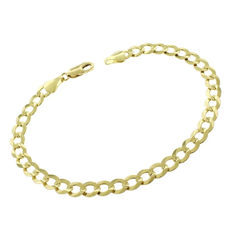 chunky beaded bracelet for women -10k Yellow Gold 5.5mm Solid Cuban Curb Link 8-inch Bracelet Chain