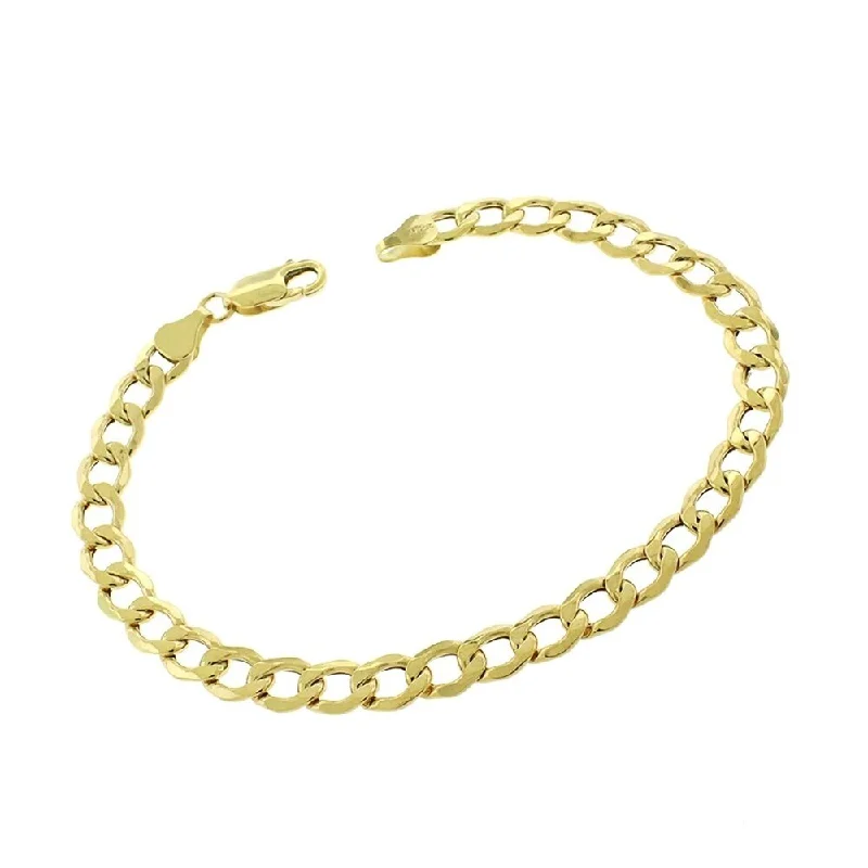 luxury diamond tennis bracelet for formal wear -10k Yellow Gold 6mm Hollow Cuban Curb Link Bracelet Chain 8"