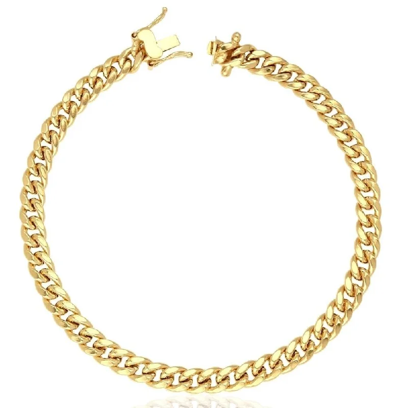 men’s gold bracelet for weddings -10K Yellow Gold 6MM Hollow Miami Cuban Curb Link Bracelet Chain 8.5", Gold Bracelet for Men & Women, 100% Real 10K Gold