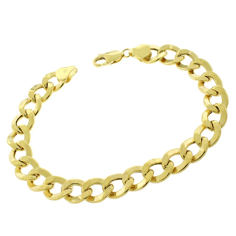 infinity bracelet for women -10k Yellow Gold 9.5mm Hollow Cuban Curb Link Bracelet Chain 8.5"