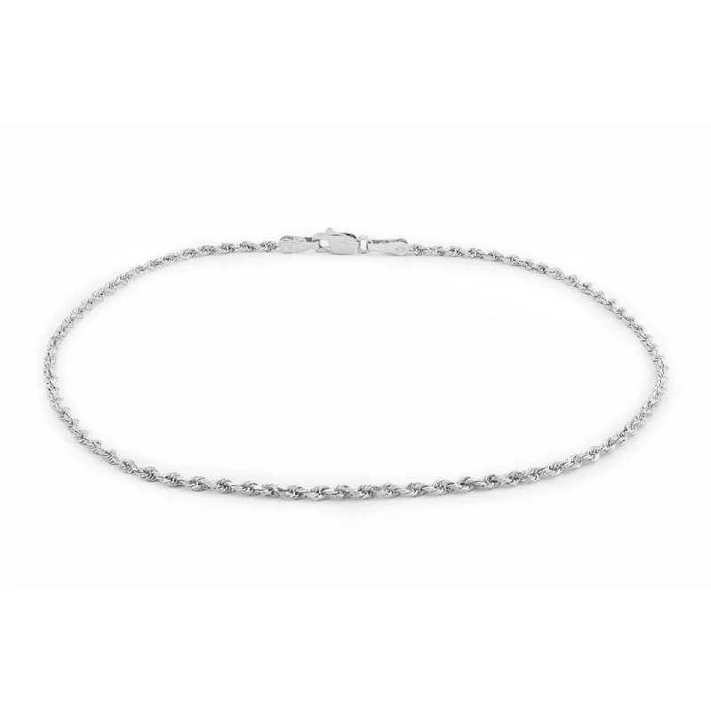 adjustable bracelet for women -14K White Gold 1.5MM Solid Rope Diamond-Cut Braided Twist Link Bracelet 7", Gold Bracelet for Men & Women, 100% Real 14K Gold