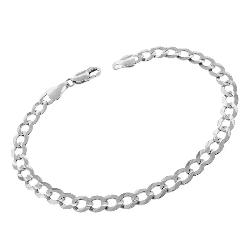 men’s cuff bracelet for casual wear -14k White Gold 5.5mm Solid Cuban Curb Link Bracelet Chain 7", 8.5"