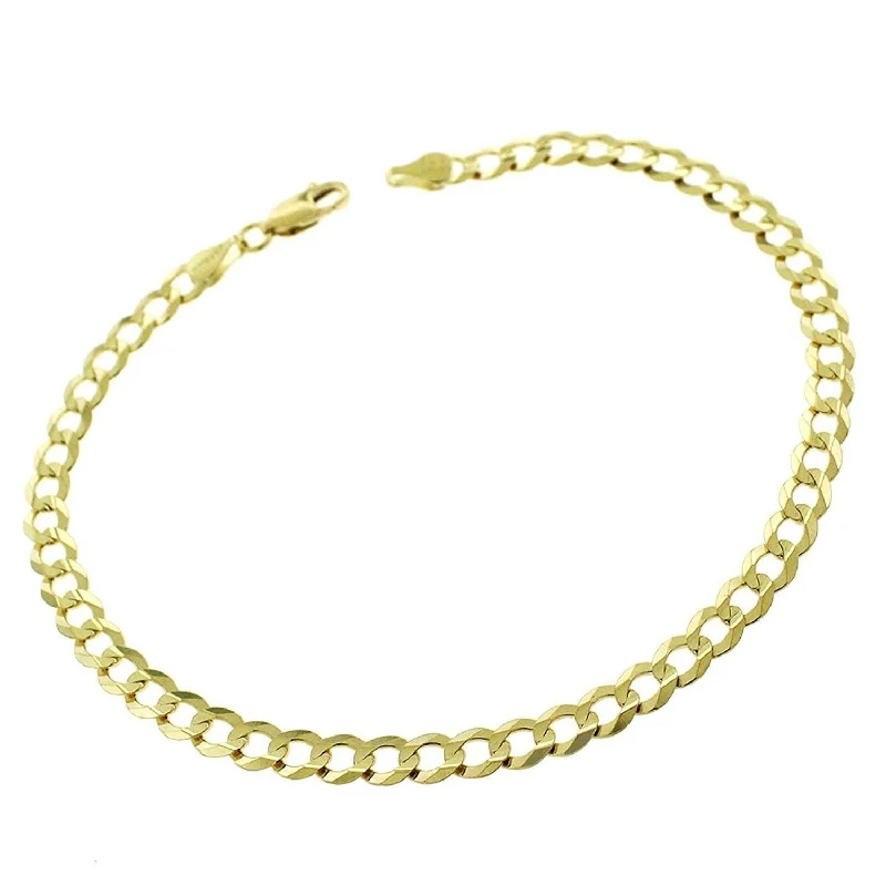 turquoise bracelet for women -14K Yellow Gold 4.5MM Solid Cuban Curb Link Diamond-Cut Pave Bracelet 8.5", Gold Bracelet for Men & Women, 100% Real 14K Gold