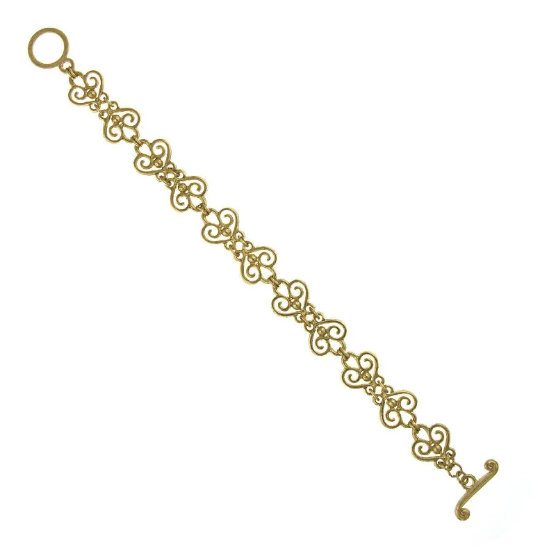 dainty bracelet for women -1928 Jewelry Gold Heart Filigree Toggle Bracelet