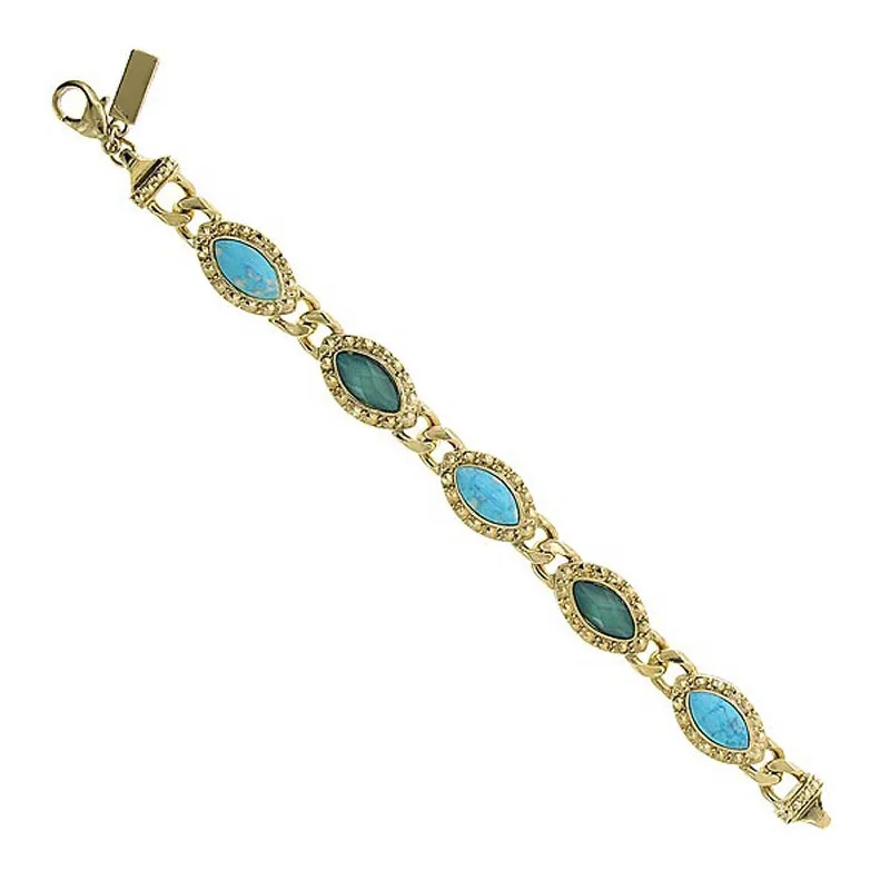 crystal bracelet for women -1928 Jewelry Oasis Green & Turquoise Stone Marquise Link Bracelet