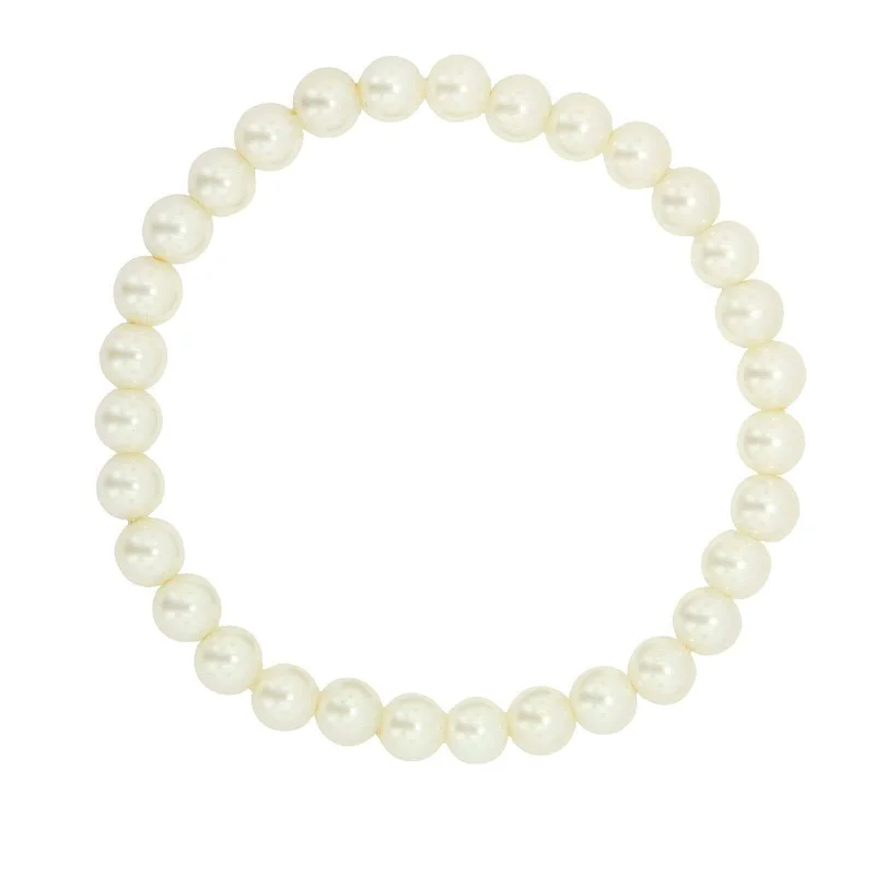 personalized initial bracelet for women -1928 Bridal White 8mm Faux Pearl Stretch Bracelet