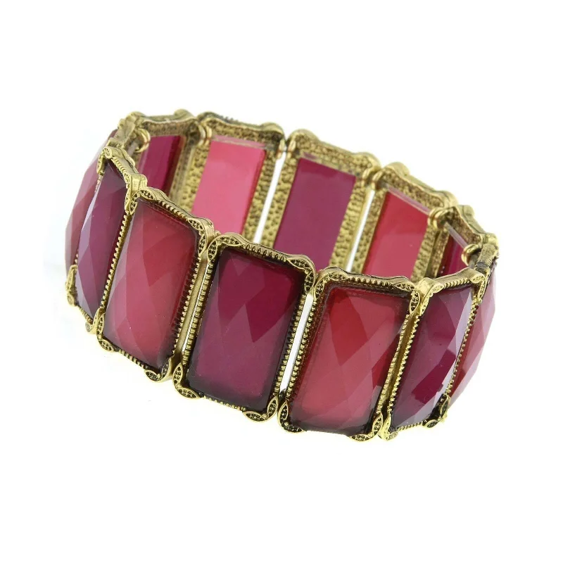 gemstone link bracelet for women -2028 Jewelry Dynasty Rectangular Stone Stretch Bracelet