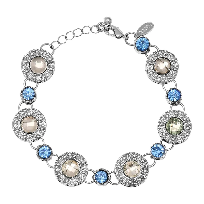 luxury diamond bracelet for weddings -2028 Jewelry Round Medallion Stone Link Bracelet