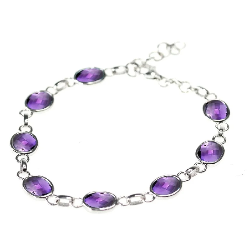 silver bracelet with charms for women -925 Sterling Silver African Amethyst Bracelet