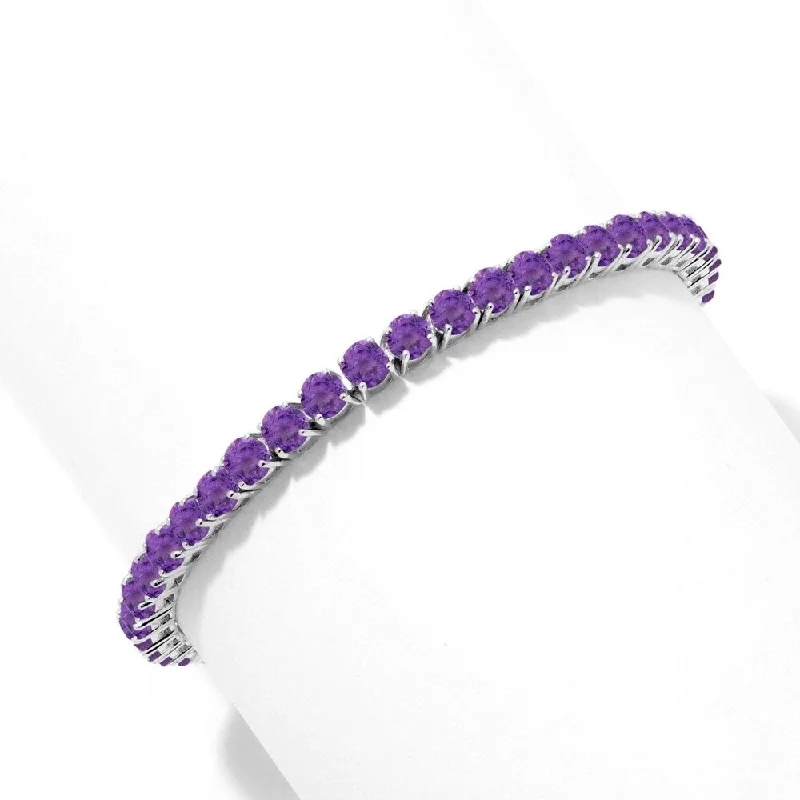 simple silver bracelet for men -925 Sterling Silver African Amethyst Tennis Bracelet