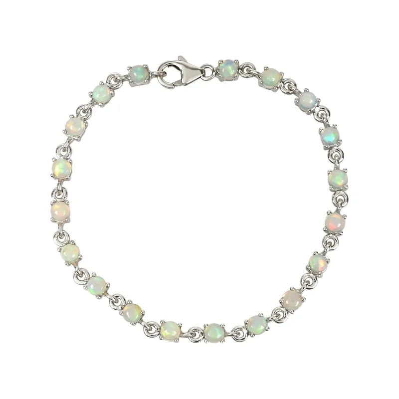 silver link bracelet for women -925 Sterling Silver Ethiopian Opal Bracelet