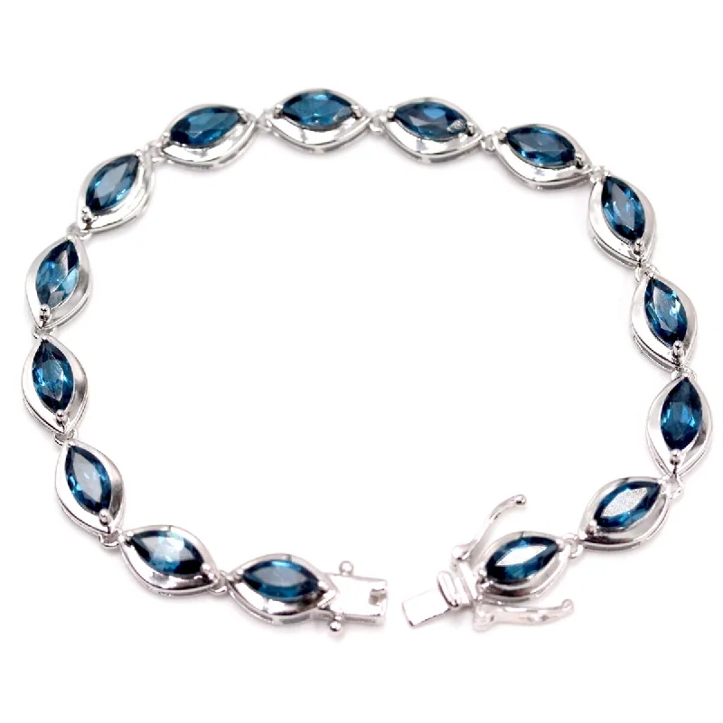 braided bracelet for women -925 Sterling Silver London Blue Topaz Bracelet