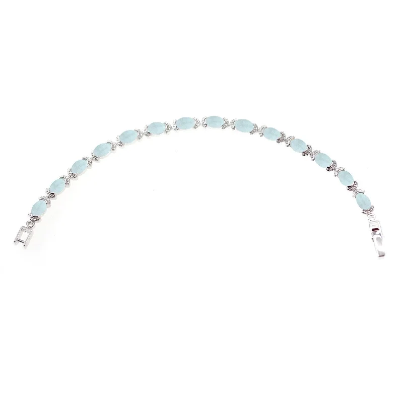 custom nameplate bracelet for women -925 Sterling Silver Milky Aquamarine Bracelet