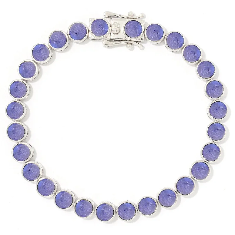 luxury diamond bracelet for weddings -925 Sterling Silver Opaque Tanzanite Tennis Bracelet