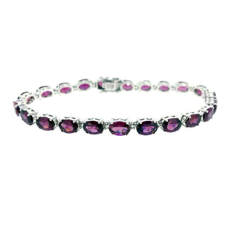 custom nameplate bracelet for women -925 Sterling Silver Rhodolite Garnet Bracelet