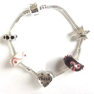 personalized charm bracelet for anniversaries -Adult's Thanks 'Very Berry' Silver Plated Charm Bracelet