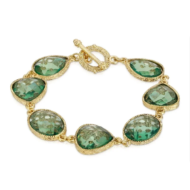 charm bracelet for mothers -1928 Jewelry Light Aqua Blue Faceted Toggle Bracelet