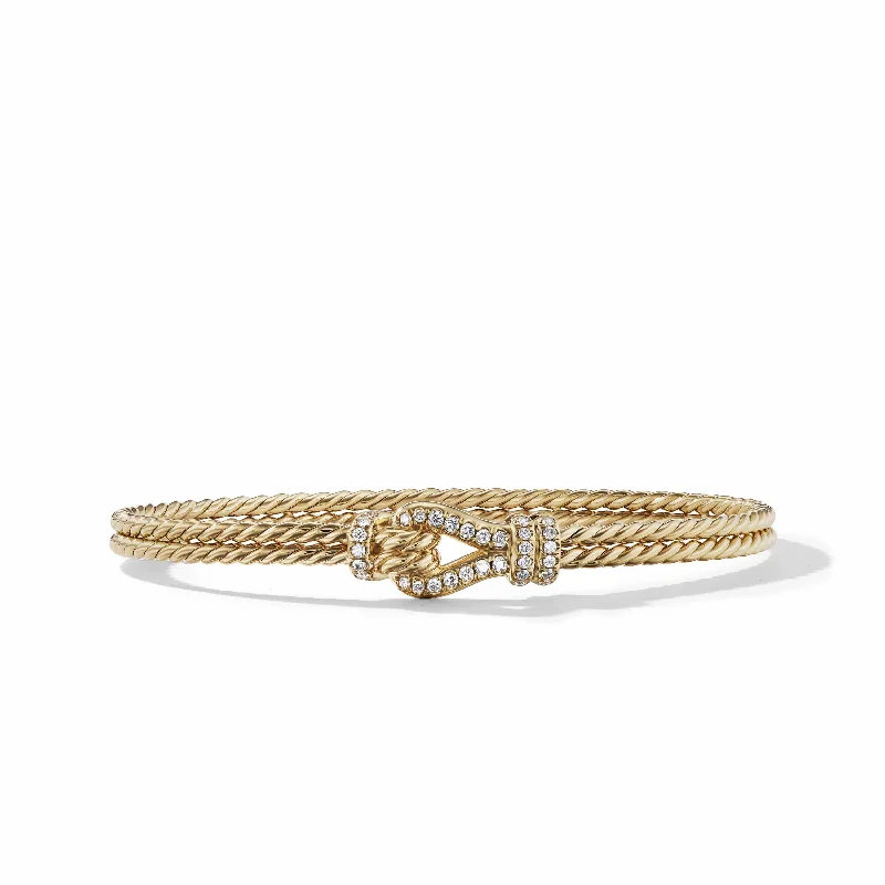 silver heart bracelet for women -Thoroughbred Loop Bracelet in 18K Yellow Gold with Pave Diamonds