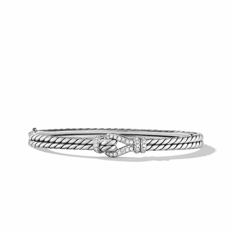 friendship bracelet for couples -Thoroughbred Loop Bracelet in Sterling Silver with Pave Diamonds