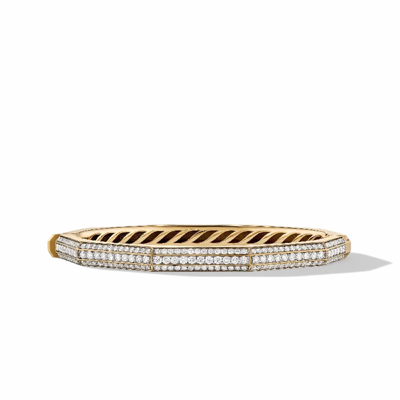 braided leather bracelet for men -Carlyle Bracelet in 18K Yellow Gold with Pave Diamonds