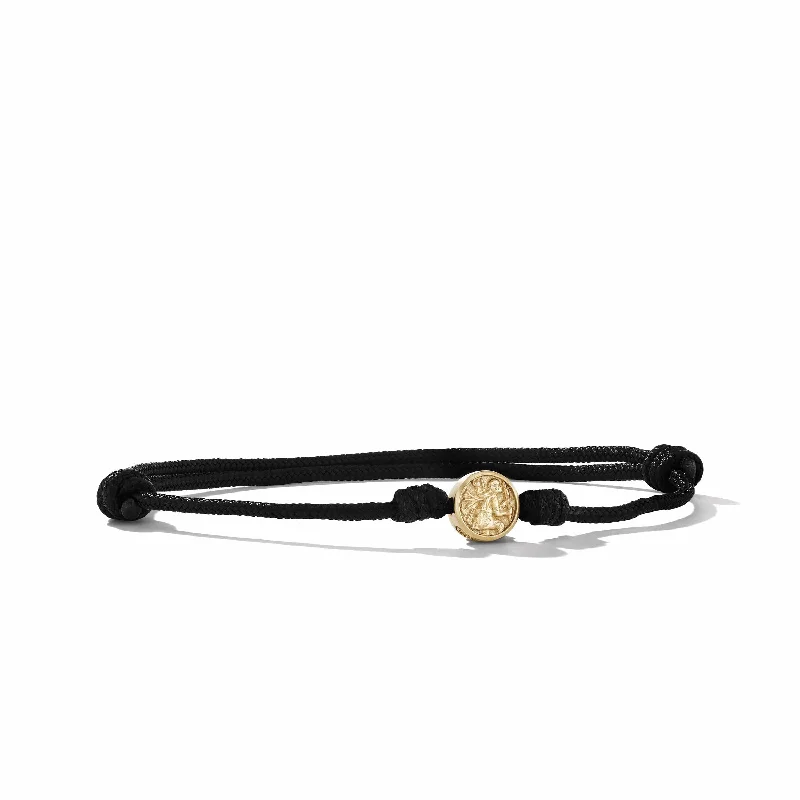 diamond tennis bracelet for special events -St. Christopher Black Cord Bracelet with 18K Yellow Gold