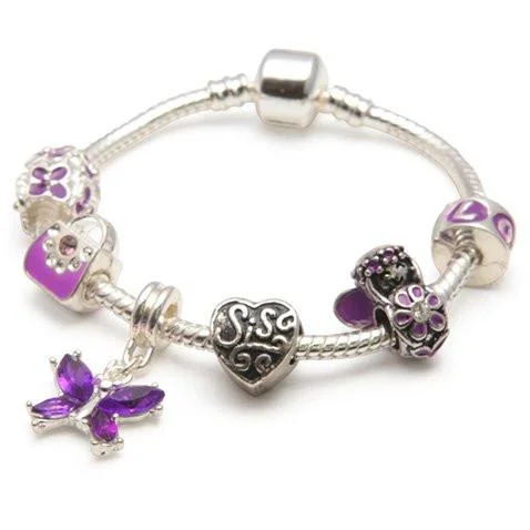 gemstone bracelet for women -Sis Purple Fairy Dream Silver Plated Charm Bracelet For Girls