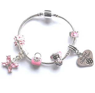 silver bracelet with charms for women -Children's Granddaughter 'Pink Fairy Dream' Silver Plated Charm Bracelet