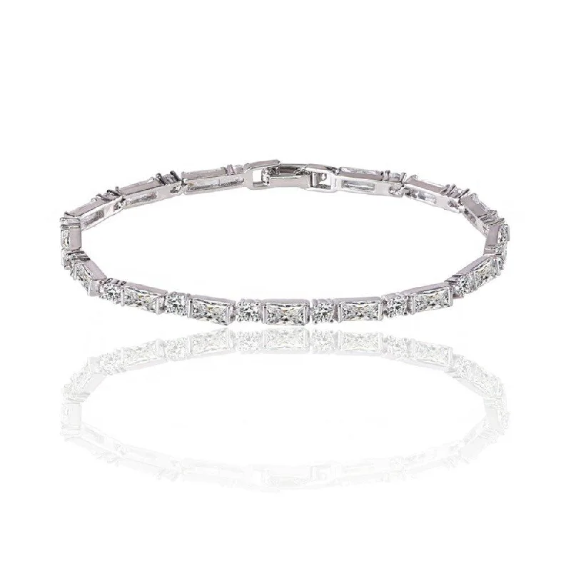 boho bracelet for women -Dainty Cubic Zirconia Tennis Bracelet for Women with Emerald and Round Cut AAA+ Cubic Zirconia