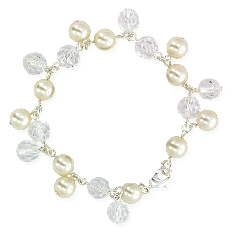 luxury diamond tennis bracelet for formal wear -1928 Jewelry Multi Beaded Crystal & White Faux Pearl Bracelet