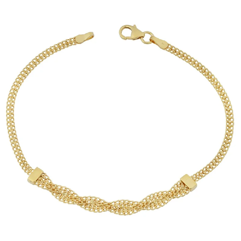 opal bracelet for women -Fremada Italian 10k Yellow Gold Fancy Braided Curb Link Bracelet (7.5 inches)