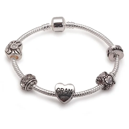 tennis bracelet for women -Gran 'Silver Romance' Silver Plated Charm Bead Bracelet