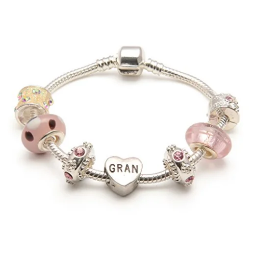 men’s cuff bracelet for casual wear -Gran 'Vanilla Kisses' Silver Plated Charm Bead Bracelet