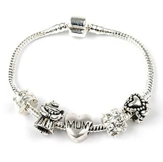 opal bracelet for women -Guardian Angel For Mum Silver Plated Charm Bead Bracelet