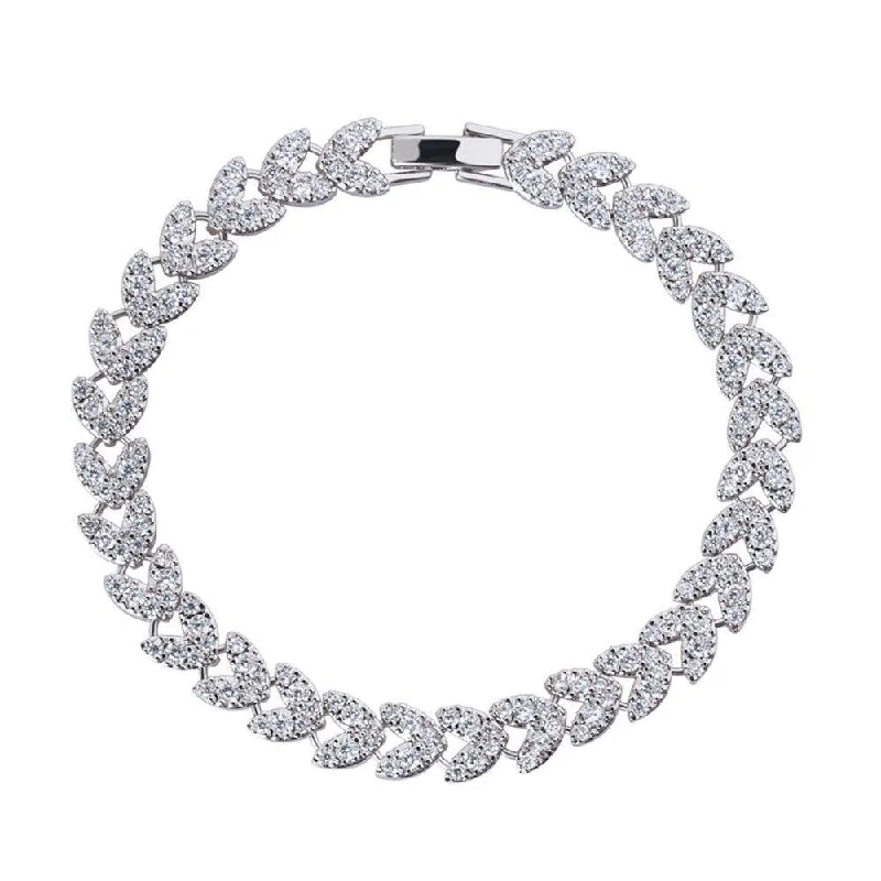 trendy gold bracelet for everyday wear -Heart CZ Tennis Bracelet with White Diamond Cubic Zirconia for Women