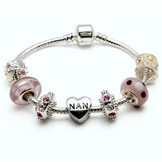 men’s woven bracelet for casual wear -Nan 'Vanilla Kisses' Silver Plated Charm Bead Bracelet