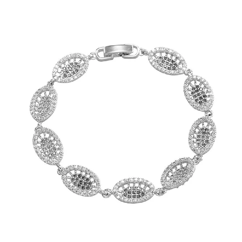 zodiac charm bracelet for astrology lovers -Oval Link Bracelet with White Diamond Cubic Zirconia