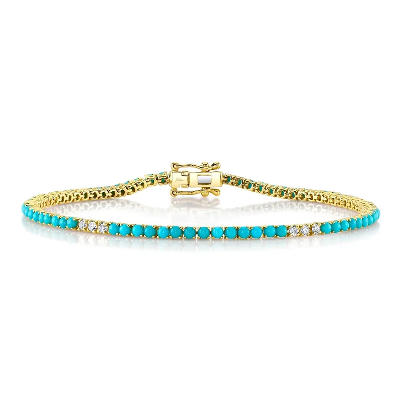 men’s gold bracelet for weddings -Composite Turquoise Bracelet with Diamonds