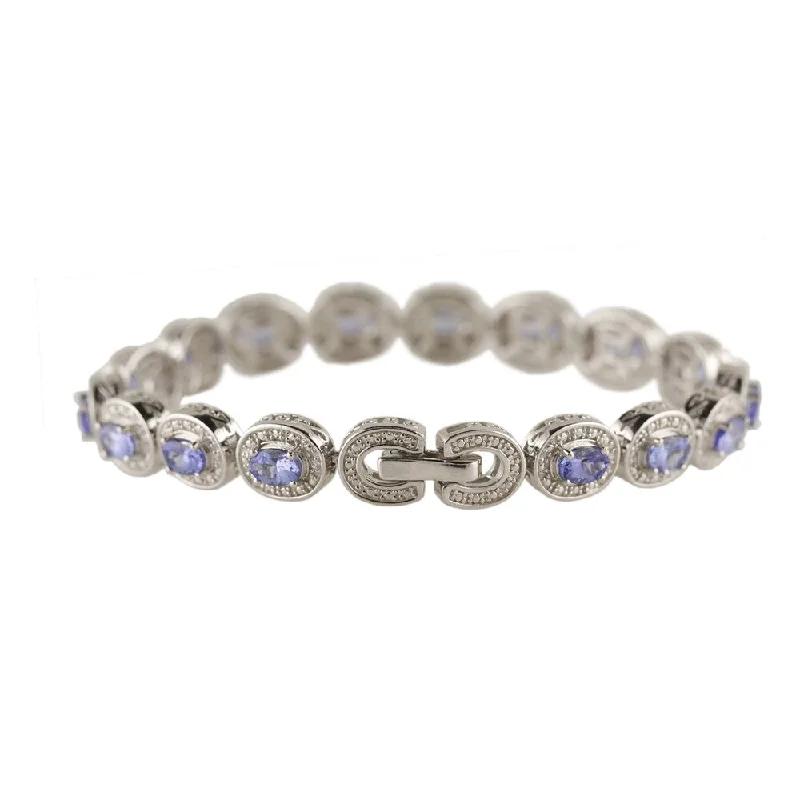 minimalist bracelet for women -Sterling Silver 5.96ct TGW Tanzanite and White Zircon Tennis Bracelet