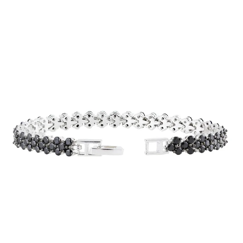 luxury pearl bracelet for special occasions -Sterling Silver 8 2/5ct TW Round Black Spinel Line Bracelet