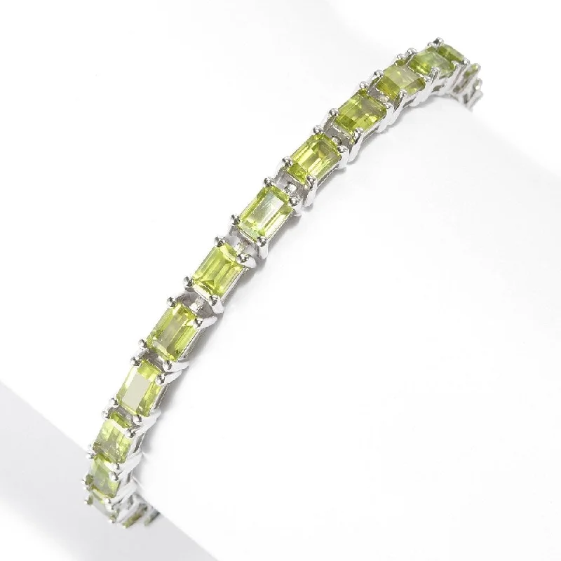 butterfly bracelet for women -Sterling Silver Baguette Peridot Line Bracelet