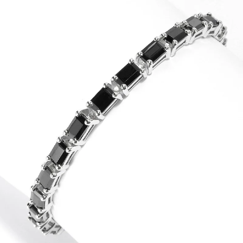 bohemian bracelet for women -Sterling Silver Baguette Spinel Line Bracelet