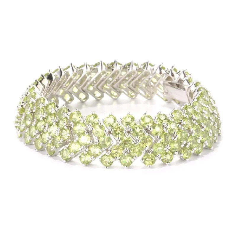 zodiac charm bracelet for astrology lovers -Sterling Silver Peridot Chevron Link Bracelet