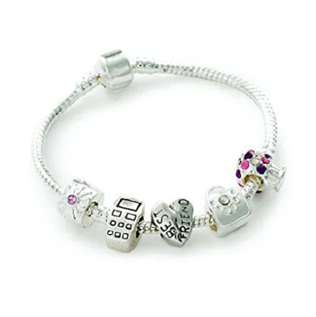 moonstone bracelet for women -Teenager's/Tween's 'Best Friends Forever' Silver Plated Charm Bead Bracelet